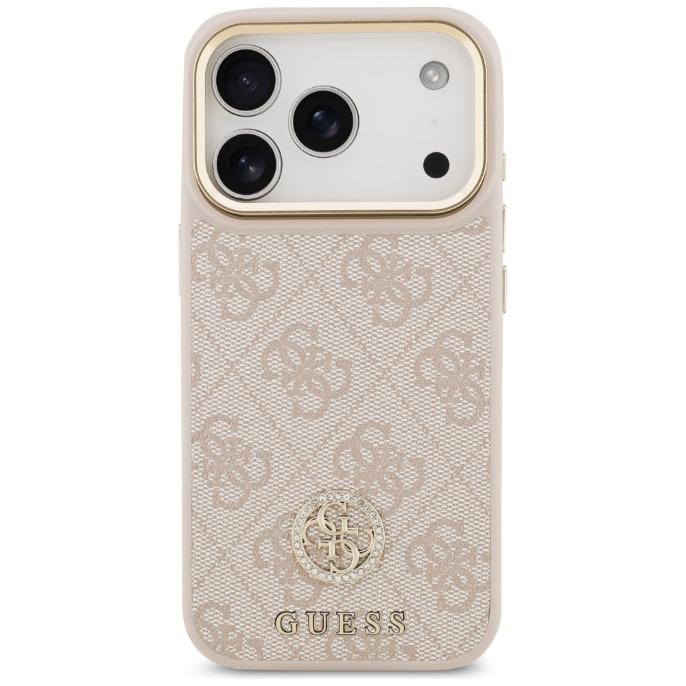MagSafe tok Apple iPhone 17 Pro-hoz, Guess, 4G Strass Logo, Rózsaszín