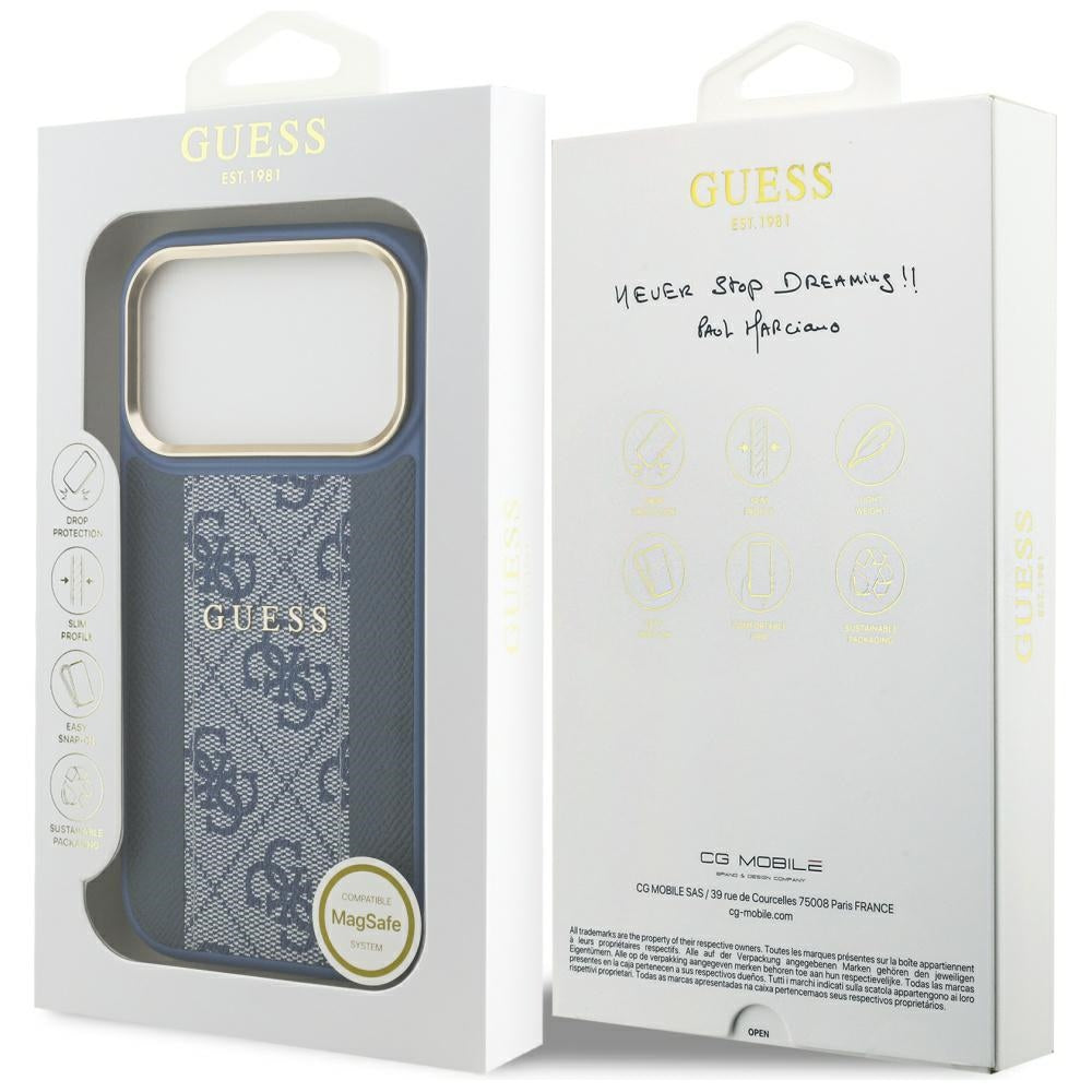 MagSafe tok Apple iPhone 17 Pro-hoz, Guess, 4G Stripe, Kék