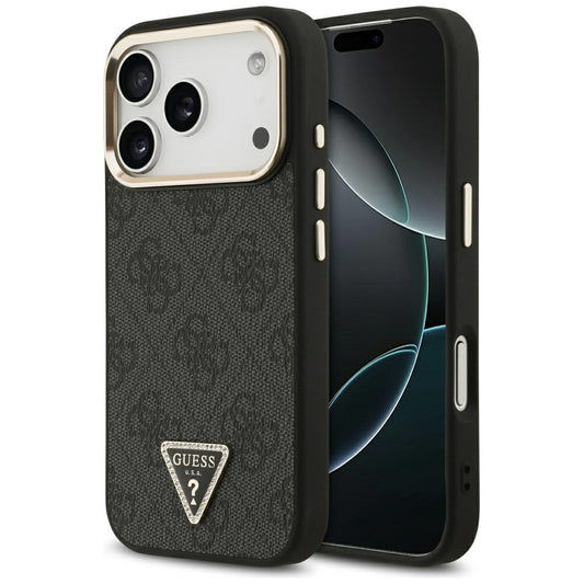 MagSafe tok Apple iPhone 17 Pro-hoz, Guess, 4G Triangle Logo, Fekete Arany