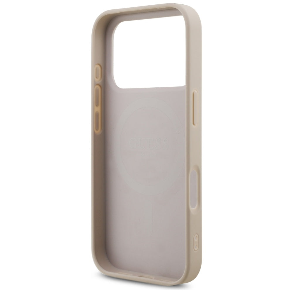MagSafe tok Apple iPhone 17 Pro-hoz, Guess, 4G Triangle Logo gyöngyös pánttal, Rózsaszín