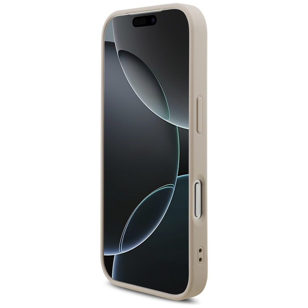 MagSafe tok Apple iPhone 17 Pro-hoz, Guess, 4G Triangle Logo gyöngyös pánttal, Rózsaszín