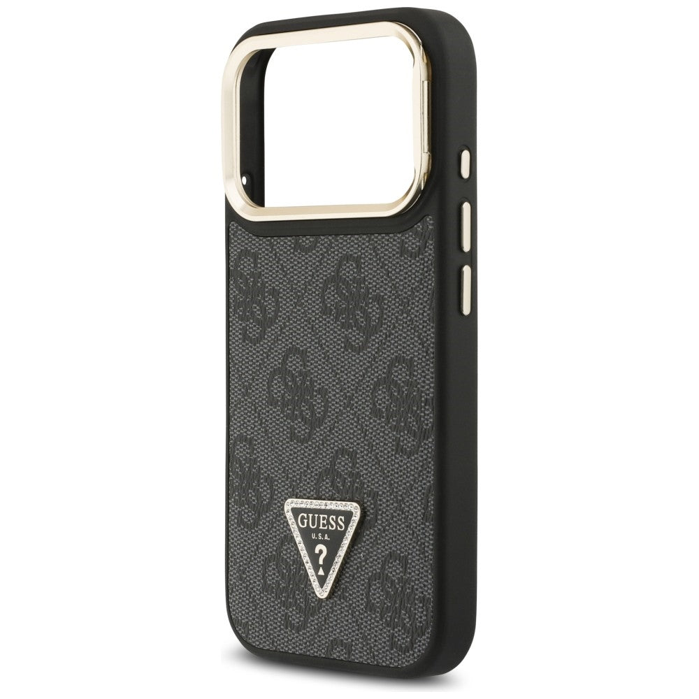 MagSafe tok Apple iPhone 17 Pro-hoz, Guess, 4G Triangle Logo állványos kamerával, Fekete Arany