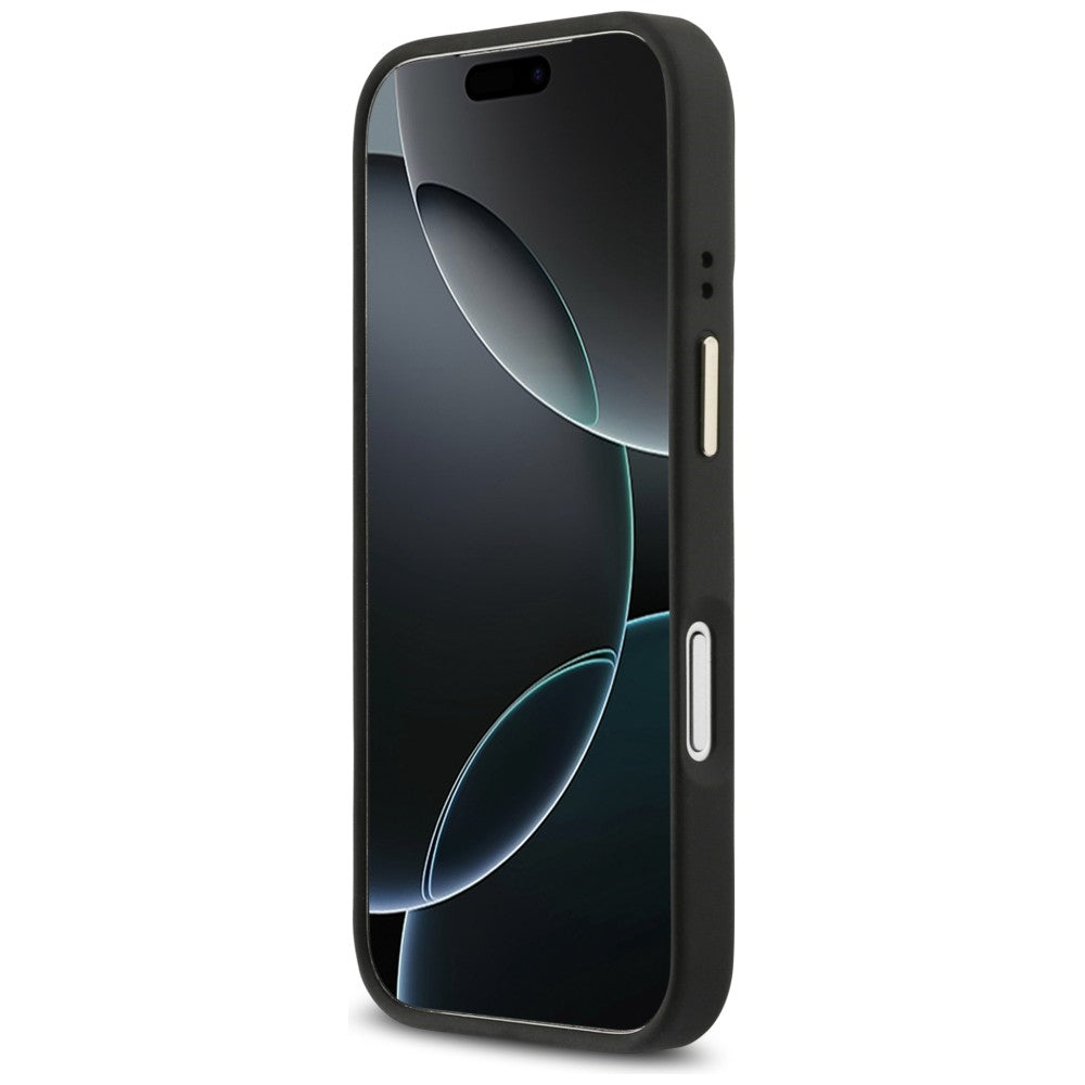 MagSafe tok Apple iPhone 17 Pro-hoz, Guess, 4G Triangle Logo állványos kamerával, Fekete Arany