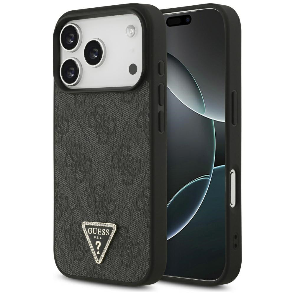 MagSafe tok Apple iPhone 17 Pro-hoz, Guess, 4G Triangle Strass, Fekete