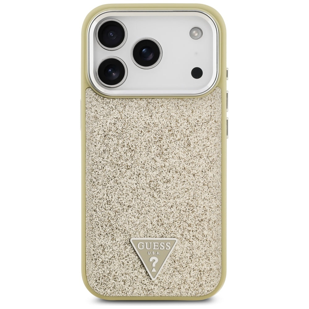 MagSafe tok Apple iPhone 17 Pro-hoz, Guess, Glitter Triangle Logo, Arany