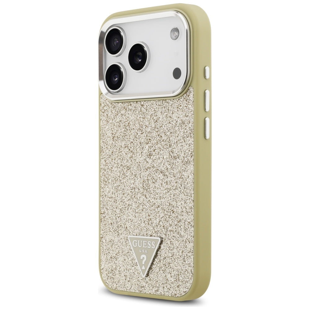 MagSafe tok Apple iPhone 17 Pro-hoz, Guess, Glitter Triangle Logo, Arany