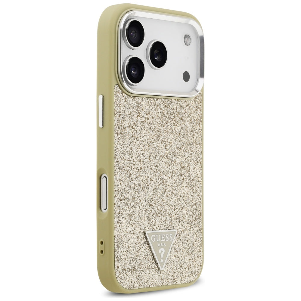 MagSafe tok Apple iPhone 17 Pro-hoz, Guess, Glitter Triangle Logo, Arany