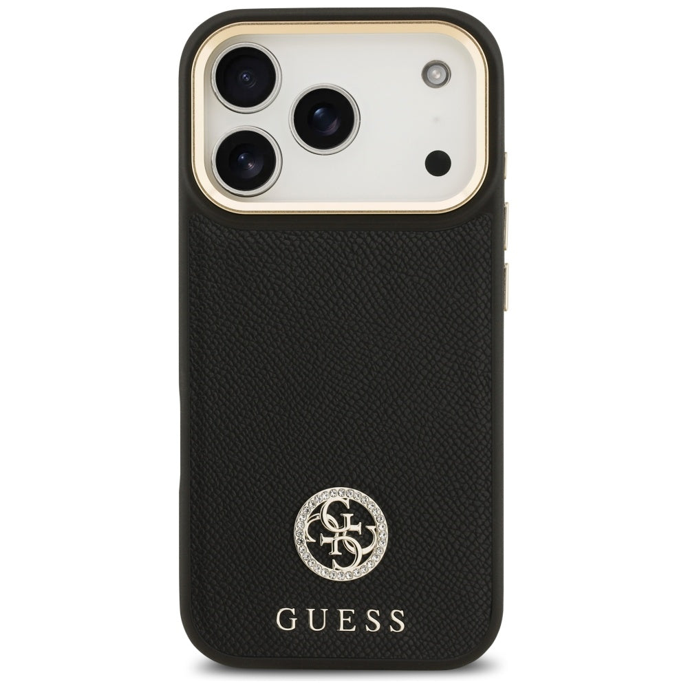 MagSafe tok Apple iPhone 17 Pro-hoz, Guess, Grained Strass Logo, Fekete
