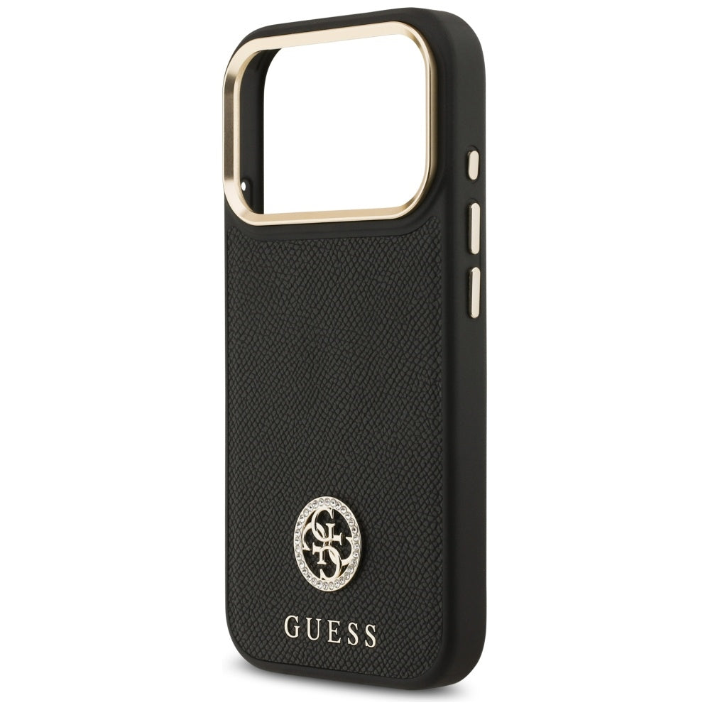 MagSafe tok Apple iPhone 17 Pro-hoz, Guess, Grained Strass Logo, Fekete