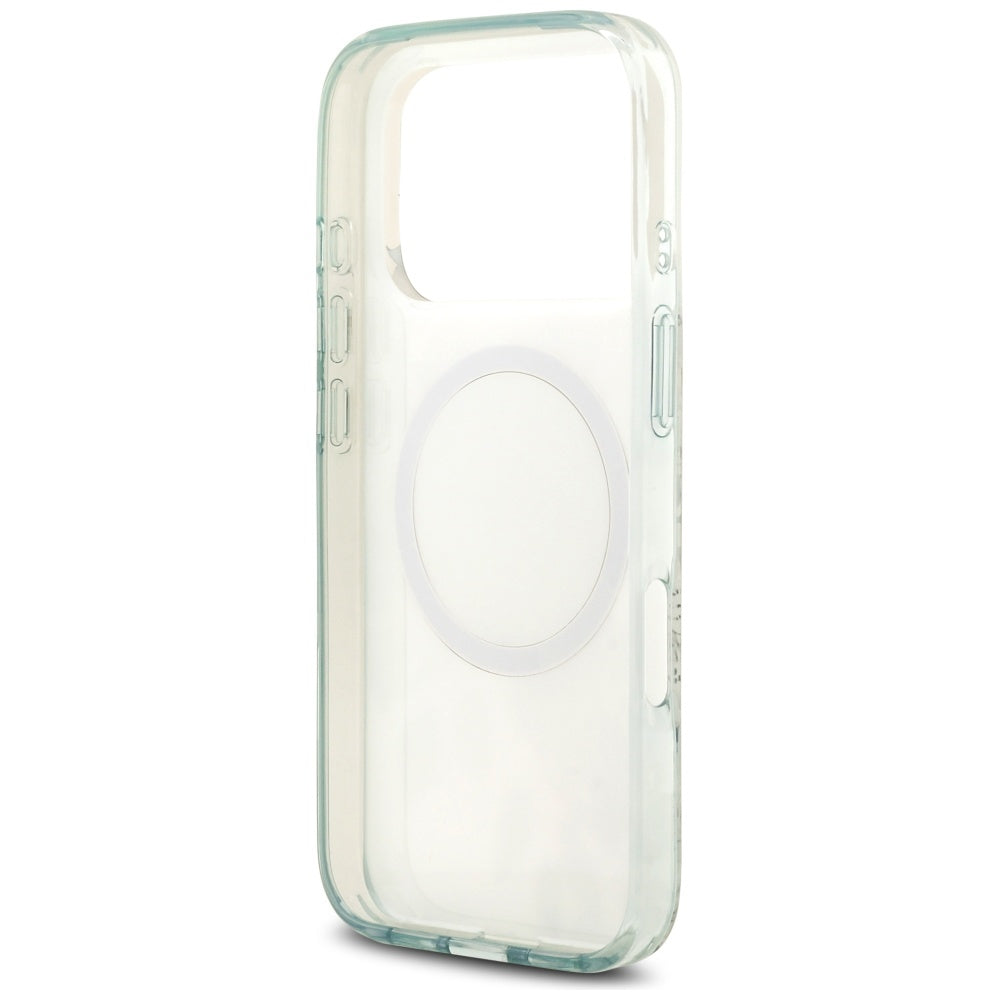 MagSafe Case for Apple iPhone 17 Pro, Guess, IML Flower and Tonal Circle, Green