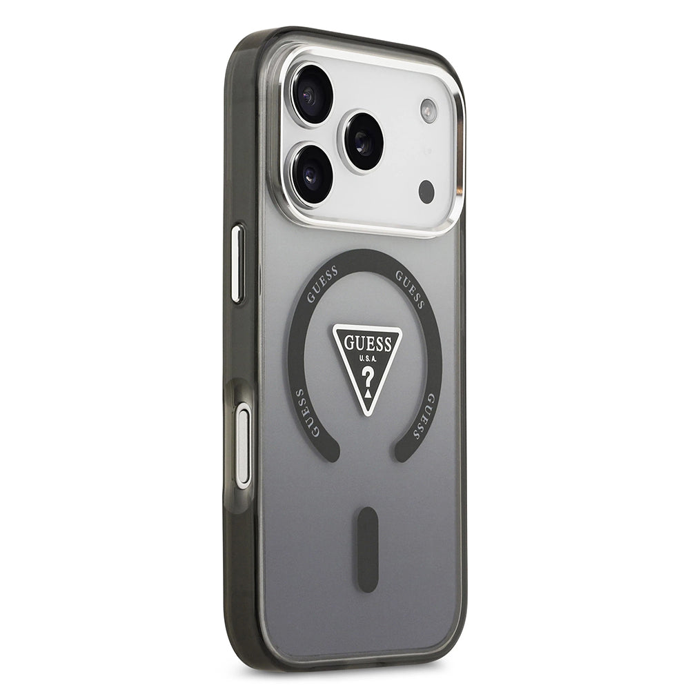 MagSafe tok Apple iPhone 17 Pro-hoz, Guess, IML Gradient Triangle Logo, Fekete-Ezüst