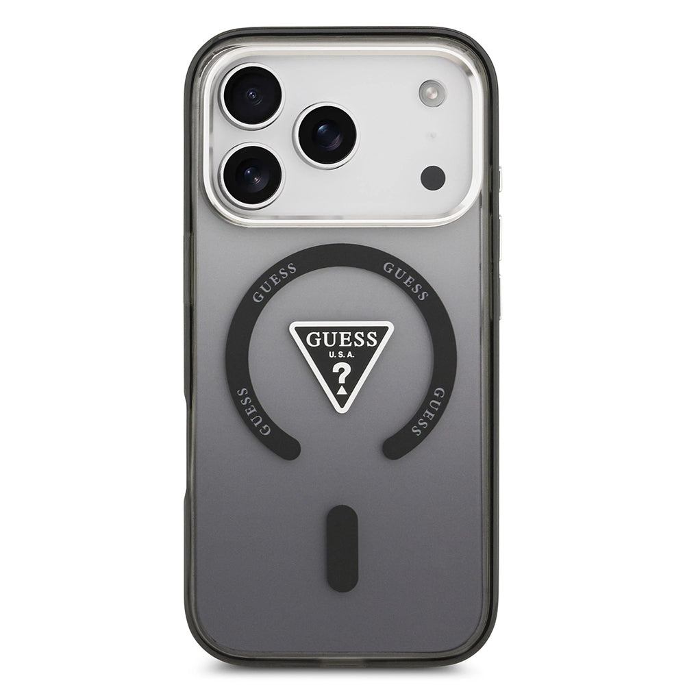 MagSafe tok Apple iPhone 17 Pro-hoz, Guess, IML Gradient Triangle Logo, Fekete-Ezüst