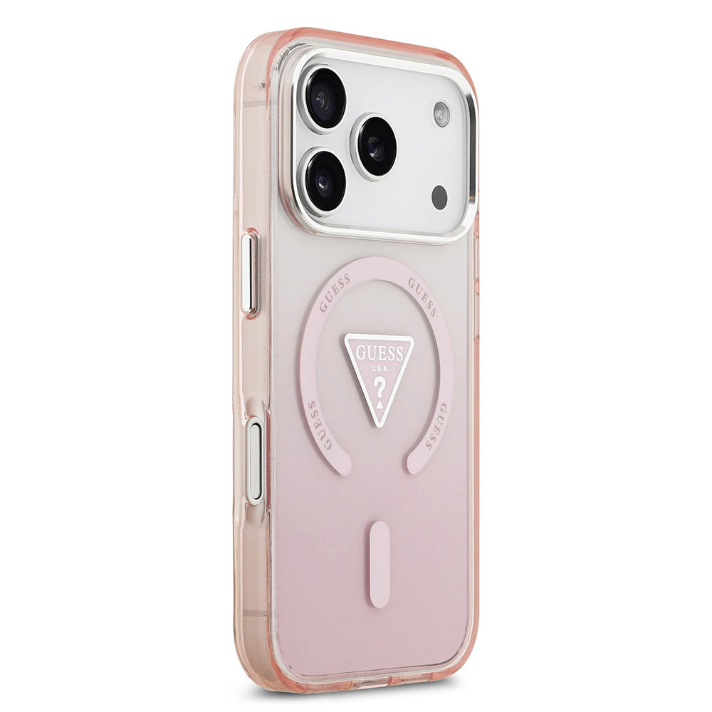 MagSafe tok Apple iPhone 17 Pro-hoz, Guess, IML Gradient Triangle Logo, Rózsaszín