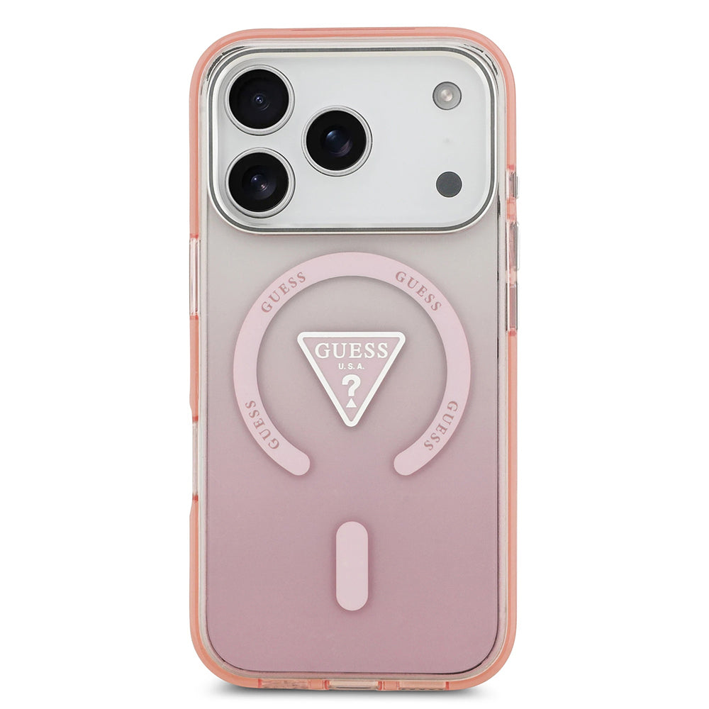 MagSafe tok Apple iPhone 17 Pro-hoz, Guess, IML Gradient Triangle Logo, Rózsaszín
