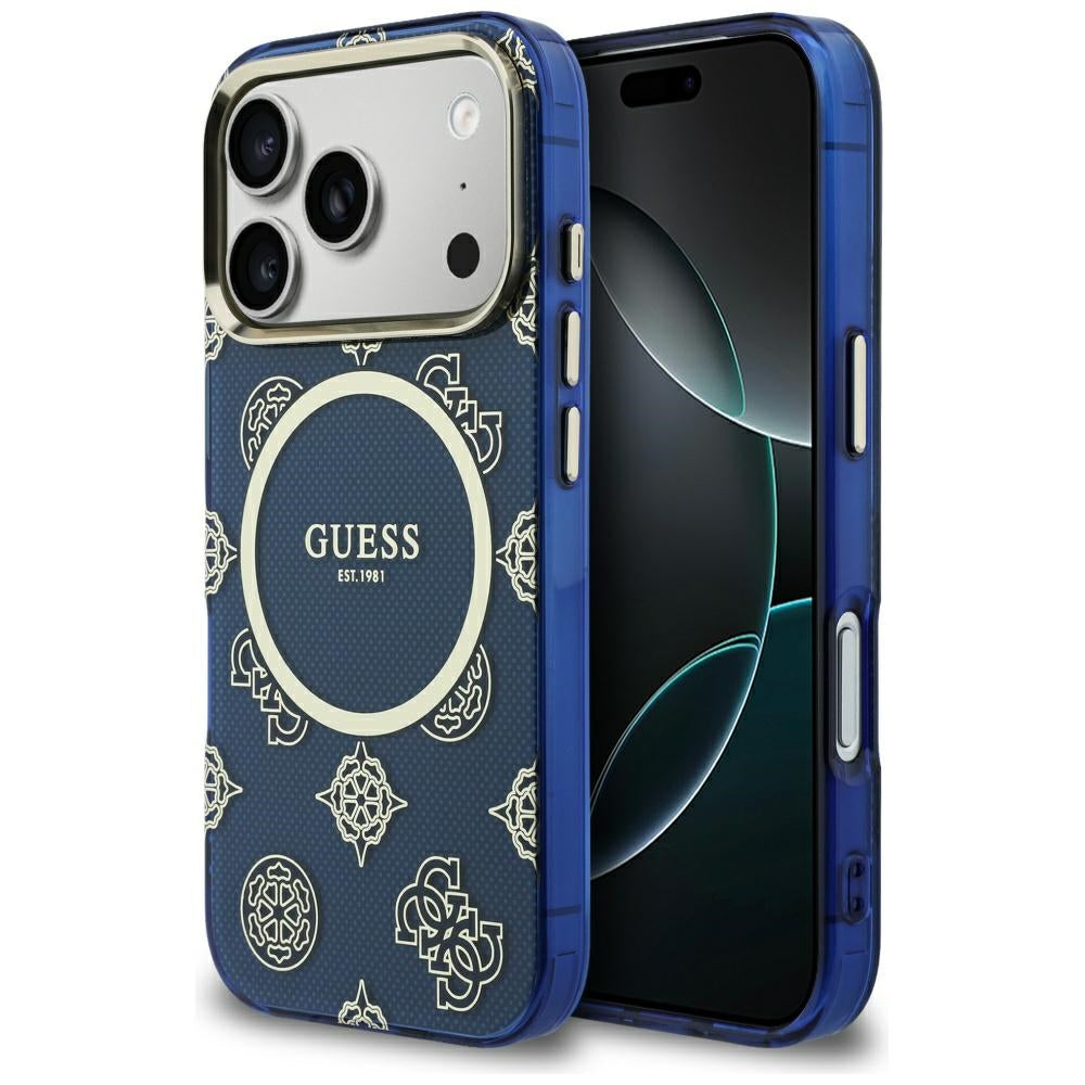 MagSafe tok Apple iPhone 17 Pro-hoz, Guess, IML Peony Dot, Kék