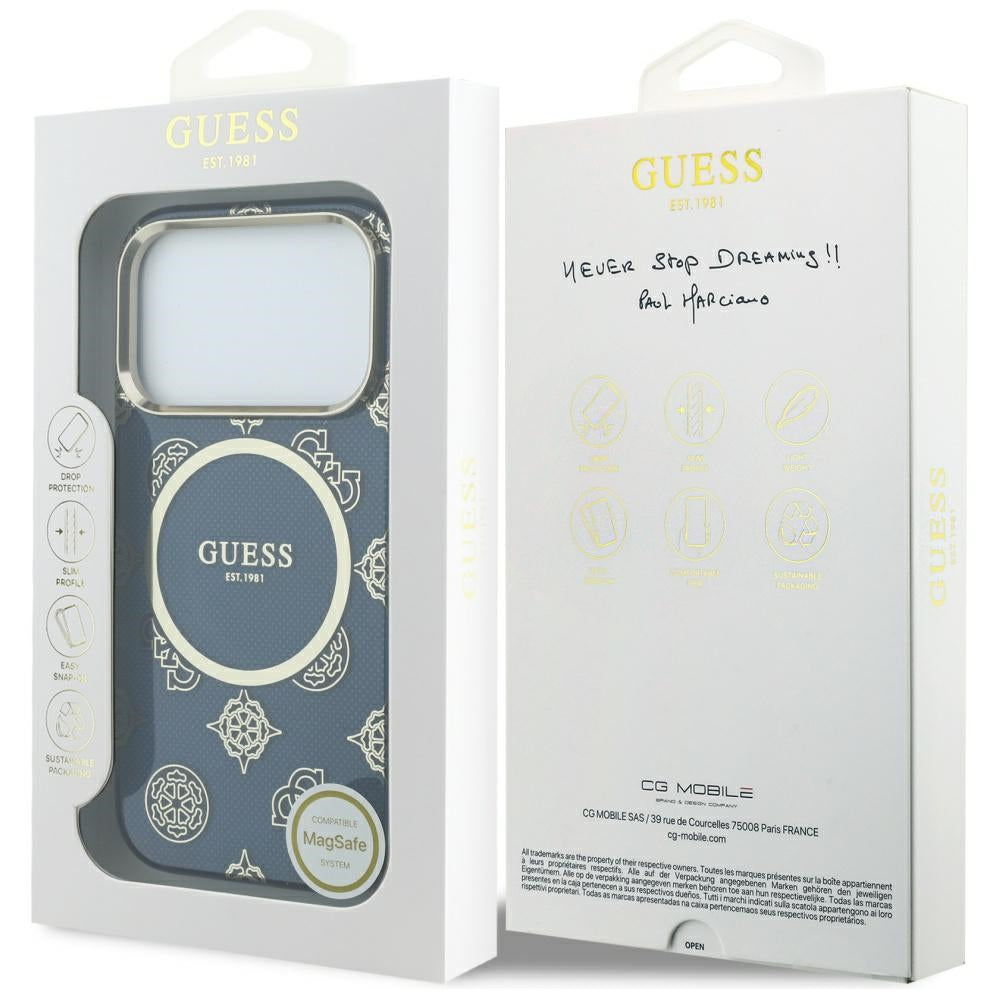 MagSafe tok Apple iPhone 17 Pro-hoz, Guess, IML Peony Dot, Kék