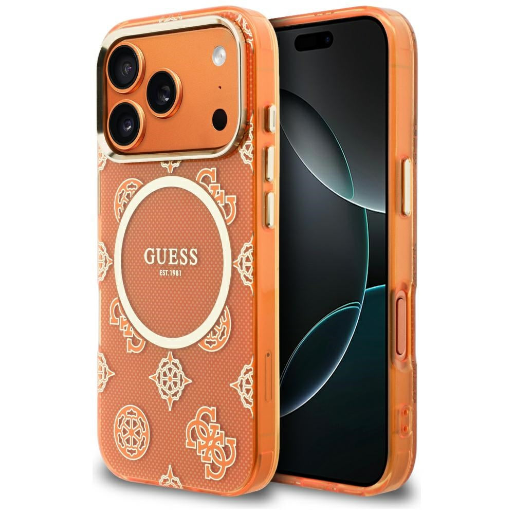 MagSafe tok Apple iPhone 17 Pro-hoz, Guess, IML Peony Dot, Narancssárga