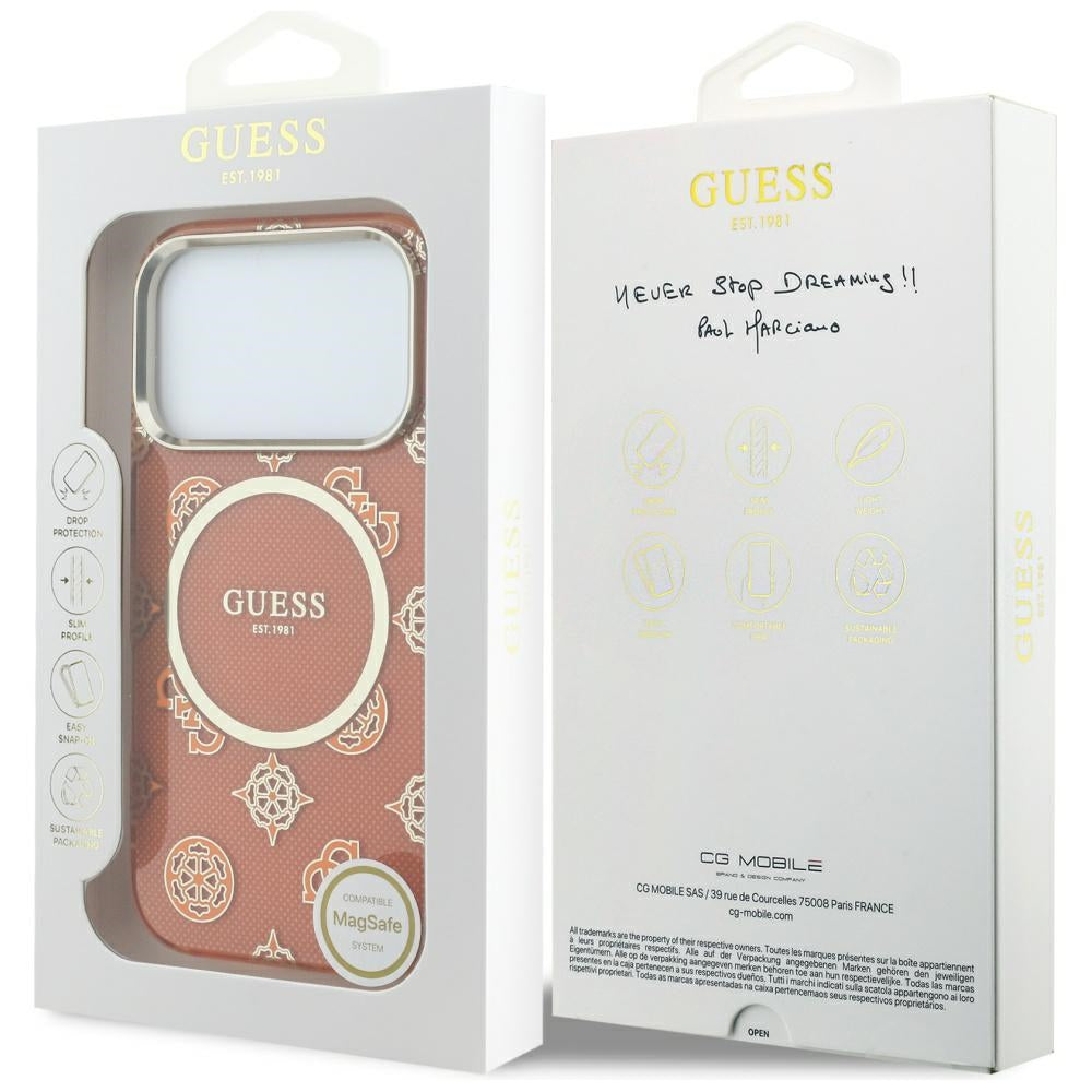 MagSafe tok Apple iPhone 17 Pro-hoz, Guess, IML Peony Dot, Narancssárga