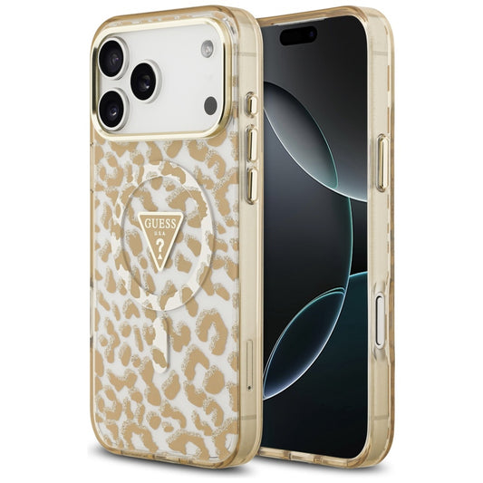 MagSafe tok Apple iPhone 17 Pro-hoz, Guess, Leopard Glitter, Barna