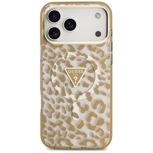 MagSafe tok Apple iPhone 17 Pro-hoz, Guess, Leopard Glitter, Barna