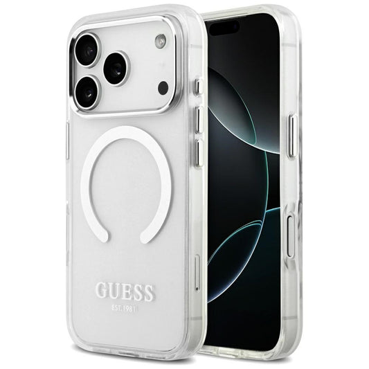 MagSafe tok Apple iPhone 17 Pro-hoz, Guess, Metal Outline, Ezüst