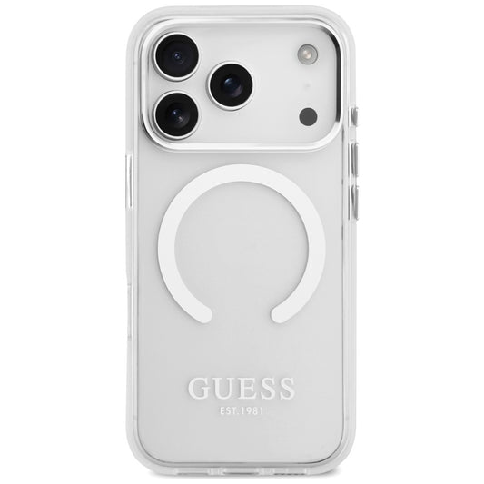 MagSafe tok Apple iPhone 17 Pro-hoz, Guess, Metal Outline, Ezüst