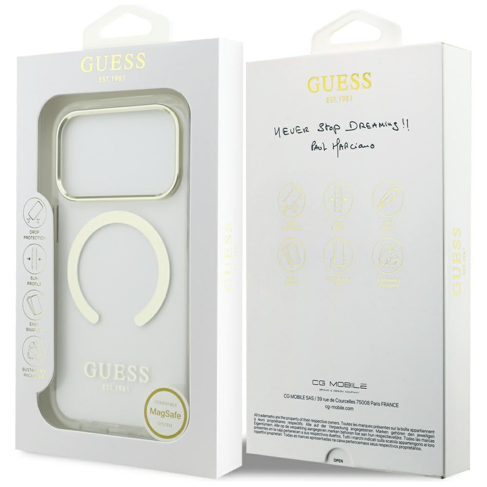 MagSafe tok Apple iPhone 17 Pro-hoz, Guess, Metal Outline, Arany