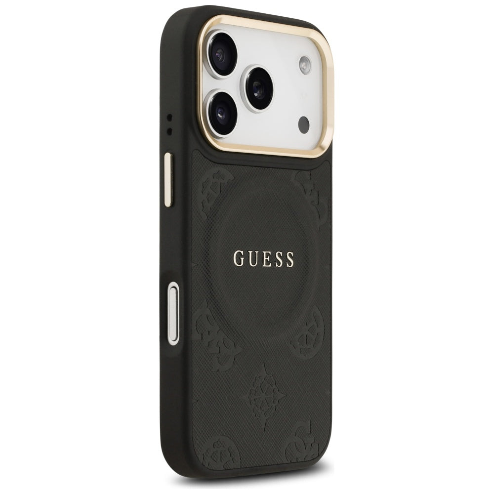 MagSafe tok Apple iPhone 17 Pro-hoz, Guess, Peony Hot Stamp, Fekete