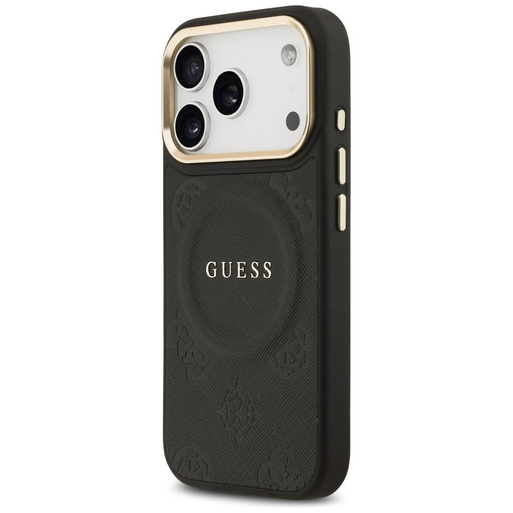 MagSafe tok Apple iPhone 17 Pro-hoz, Guess, Peony Hot Stamp, Fekete
