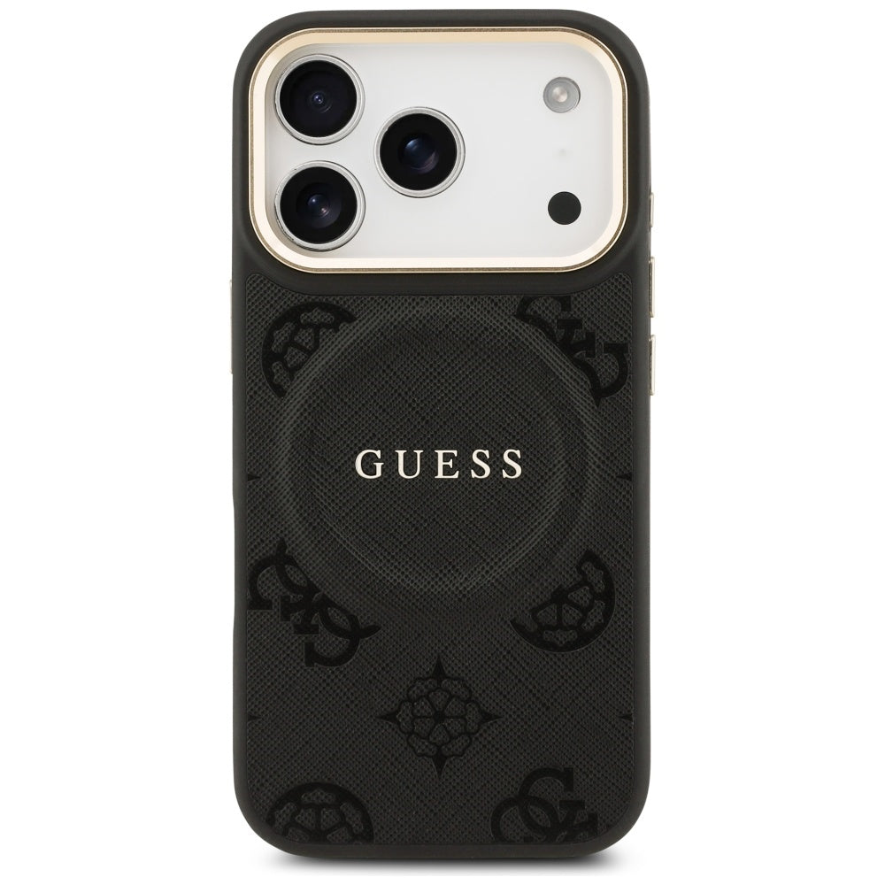 MagSafe tok Apple iPhone 17 Pro-hoz, Guess, Peony Hot Stamp, Fekete