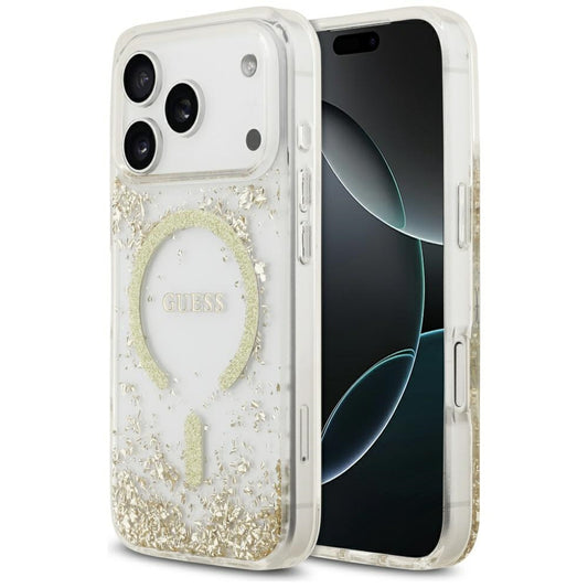 MagSafe tok Apple iPhone 17 Pro-hoz, Guess, Resin Bottom Glitter, Arany