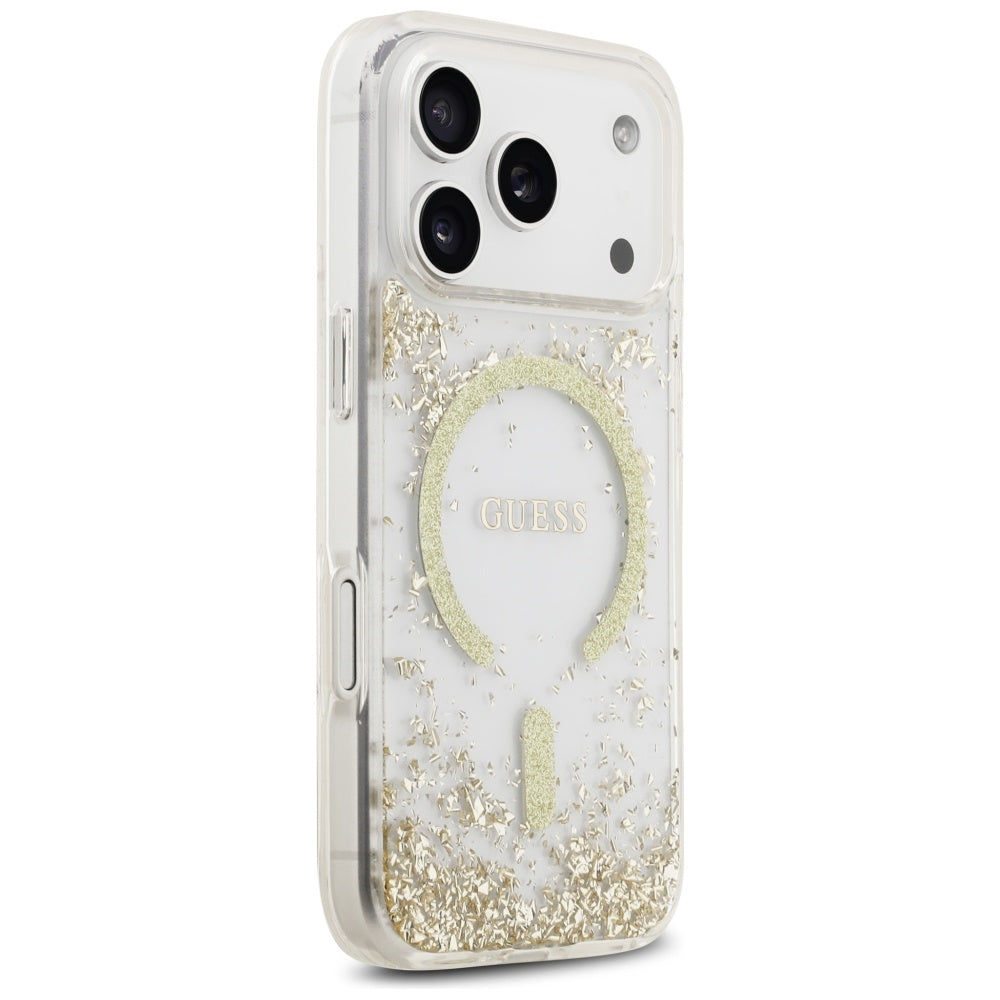 MagSafe tok Apple iPhone 17 Pro-hoz, Guess, Resin Bottom Glitter, Arany