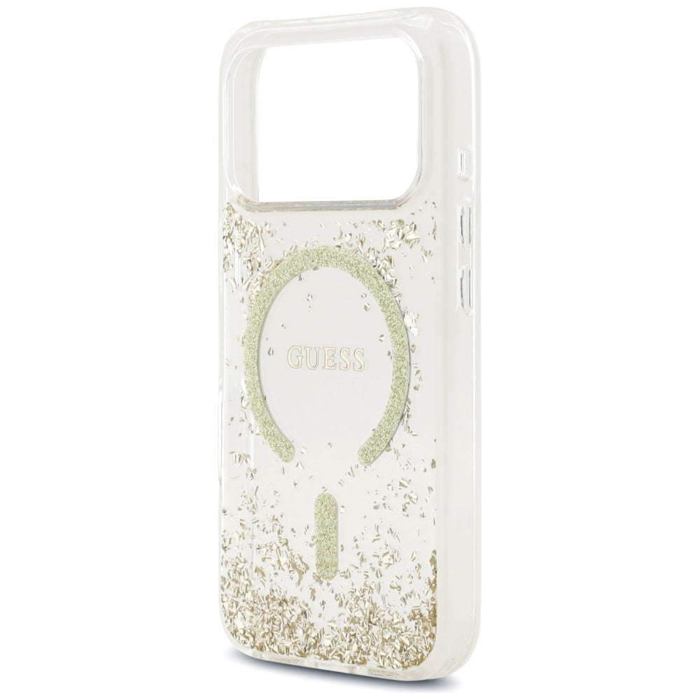 MagSafe tok Apple iPhone 17 Pro-hoz, Guess, Resin Bottom Glitter, Arany