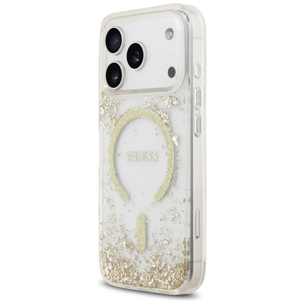 MagSafe tok Apple iPhone 17 Pro-hoz, Guess, Resin Bottom Glitter, Arany