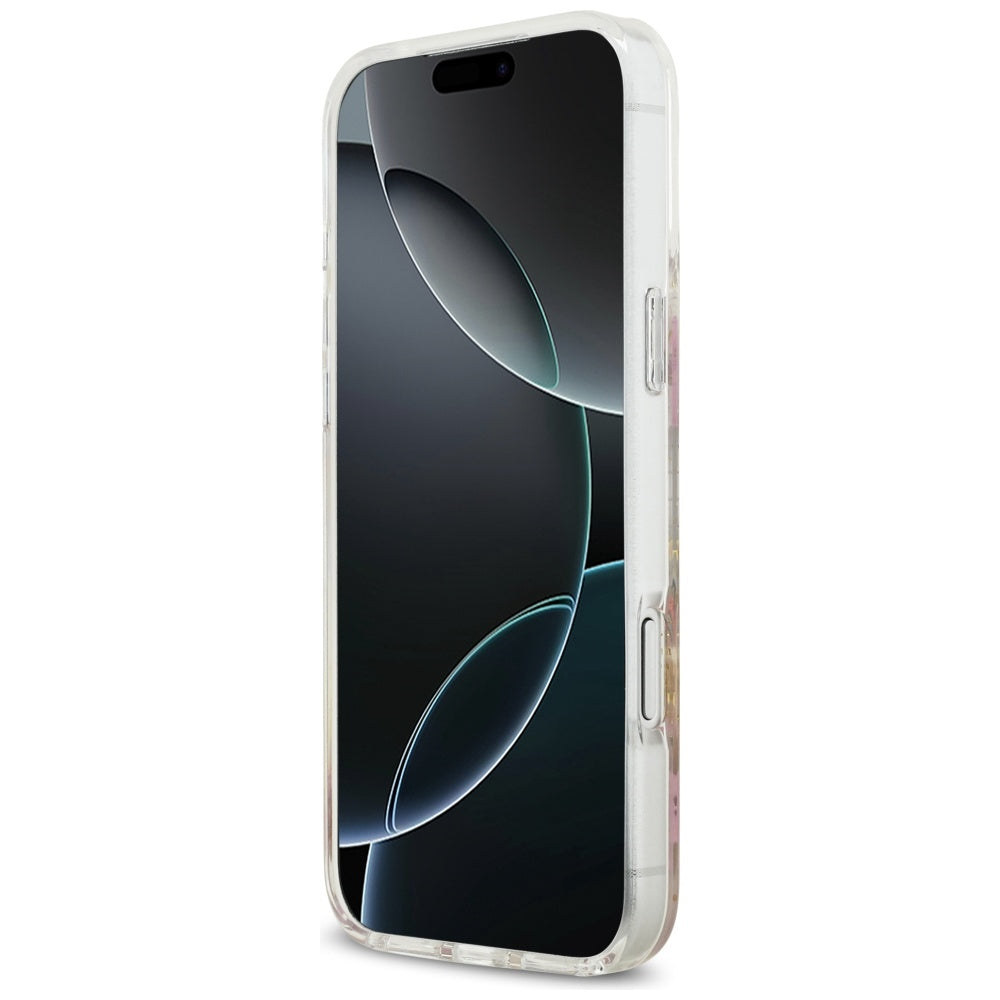 MagSafe tok Apple iPhone 17 Pro-hoz, Guess, Gyanta Virágok és Csillám, Rózsaszín