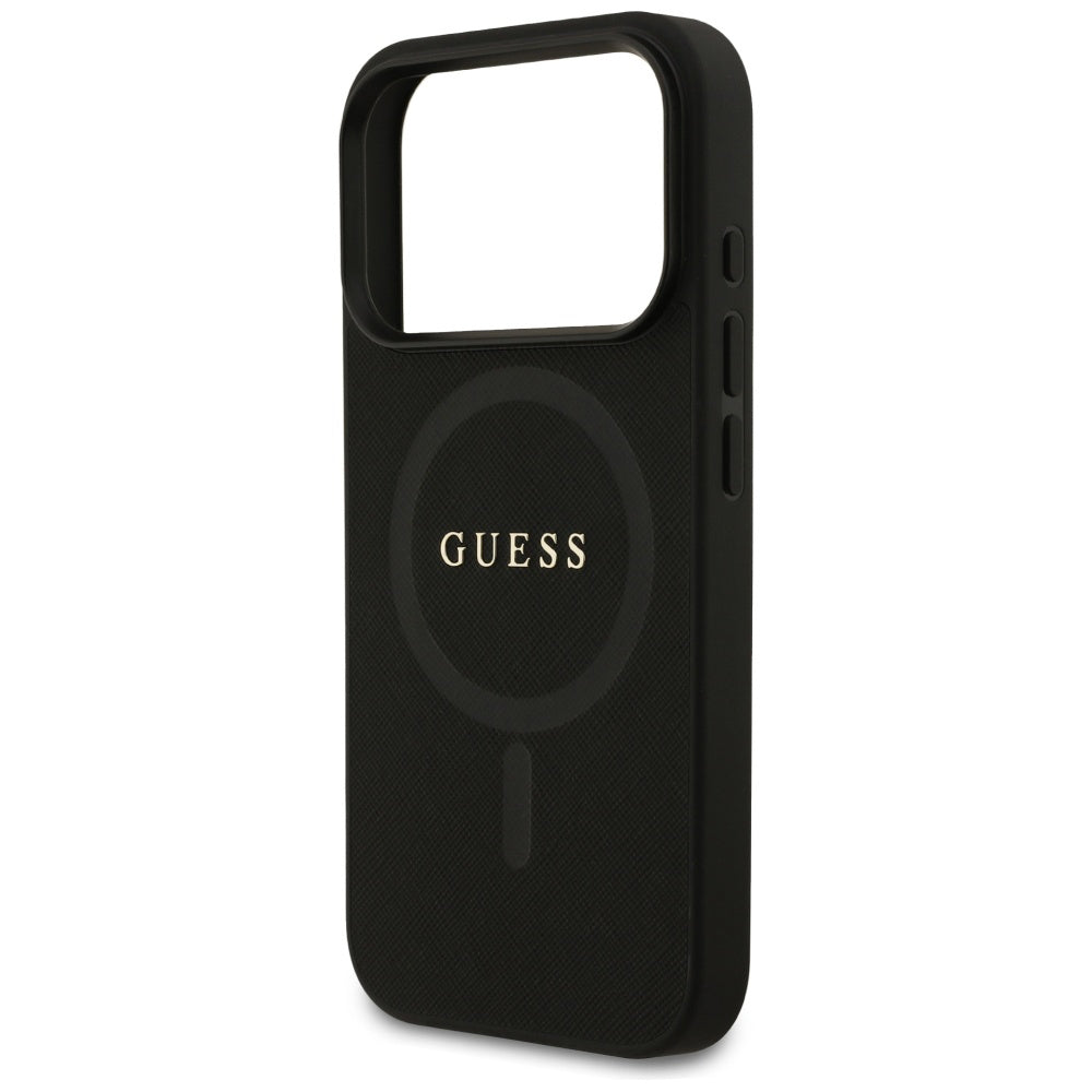 MagSafe tok Apple iPhone 17 Pro-hoz, Guess, Saffiano Classic Logo, Fekete