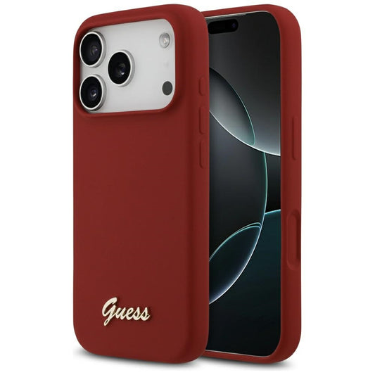 MagSafe tok Apple iPhone 17 Pro-hoz, Guess, Script Metal Logo, Rózsaszín