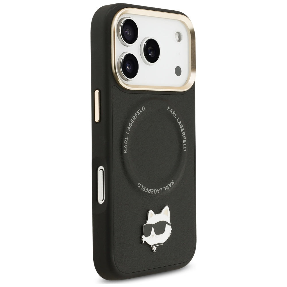MagSafe tok Apple iPhone 17 Pro-hoz, Karl Lagerfeld, Big Strap Choupette Metal Logo, Fekete