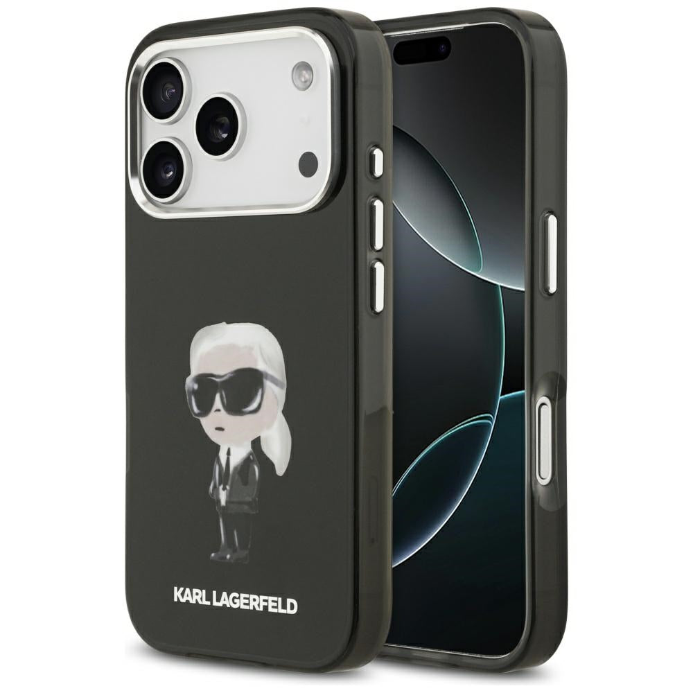 MagSafe tok Apple iPhone 17 Pro-hoz, Karl Lagerfeld, IML Aquarelle Karl Ikonik, Fekete