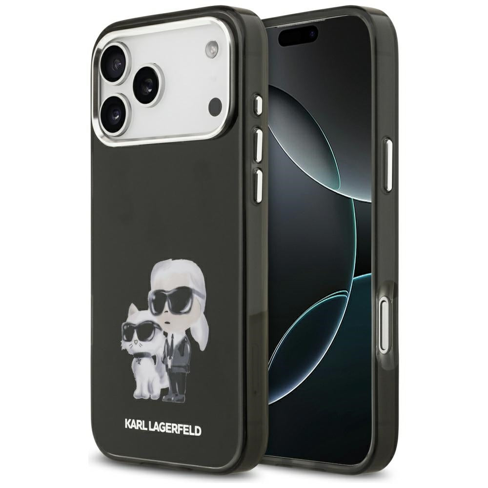 MagSafe tok Apple iPhone 17 Pro-hoz, Karl Lagerfeld, IML Aquarelle Logo Karl & Choupette, Fekete