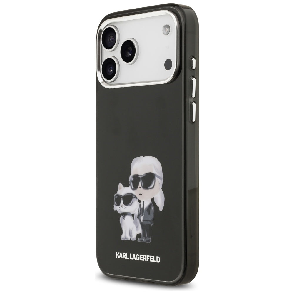 MagSafe tok Apple iPhone 17 Pro-hoz, Karl Lagerfeld, IML Aquarelle Logo Karl & Choupette, Fekete