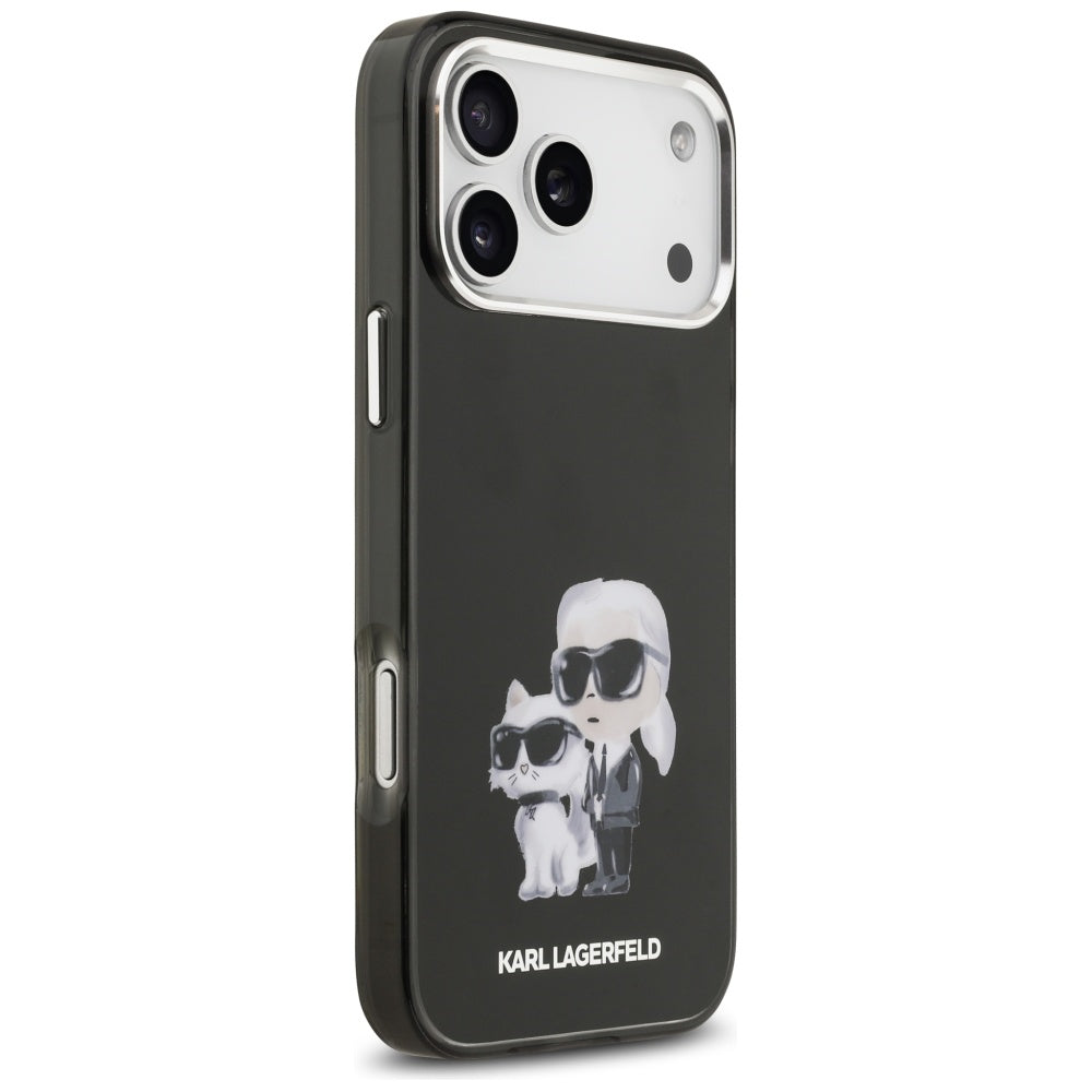 MagSafe tok Apple iPhone 17 Pro-hoz, Karl Lagerfeld, IML Aquarelle Logo Karl & Choupette, Fekete