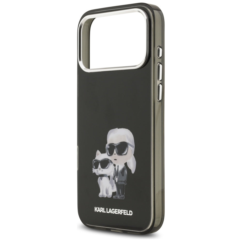 MagSafe tok Apple iPhone 17 Pro-hoz, Karl Lagerfeld, IML Aquarelle Logo Karl & Choupette, Fekete