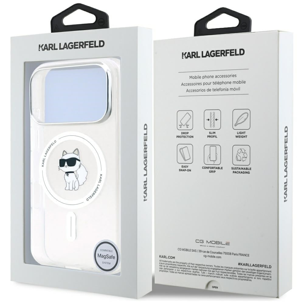 MagSafe tok Apple iPhone 17 Pro-hoz, Karl Lagerfeld, IML Logo Choupette, Átlátszó