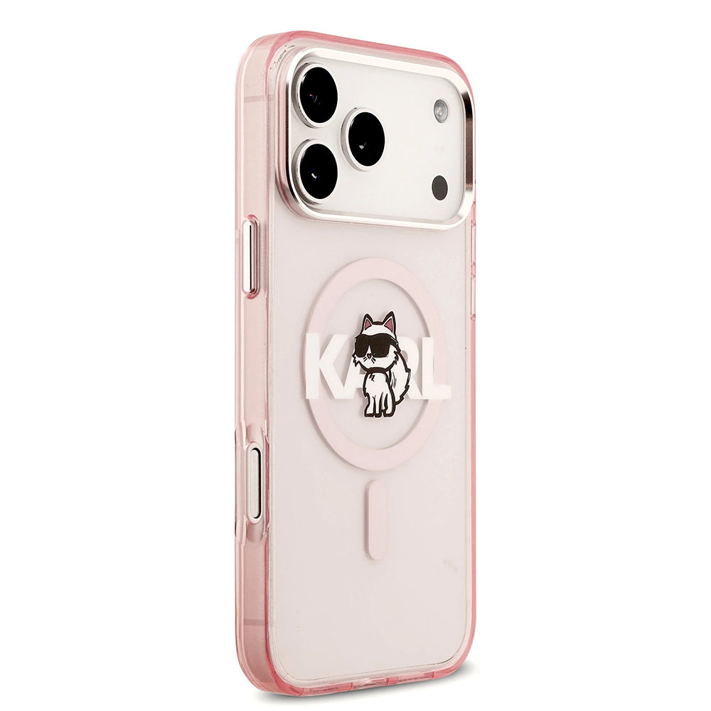 MagSafe tok Apple iPhone 17 Pro-hoz, Karl Lagerfeld, IML Sketch Logo Choupette, Rózsaszín