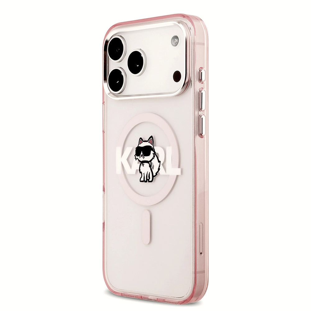 MagSafe tok Apple iPhone 17 Pro-hoz, Karl Lagerfeld, IML Sketch Logo Choupette, Rózsaszín
