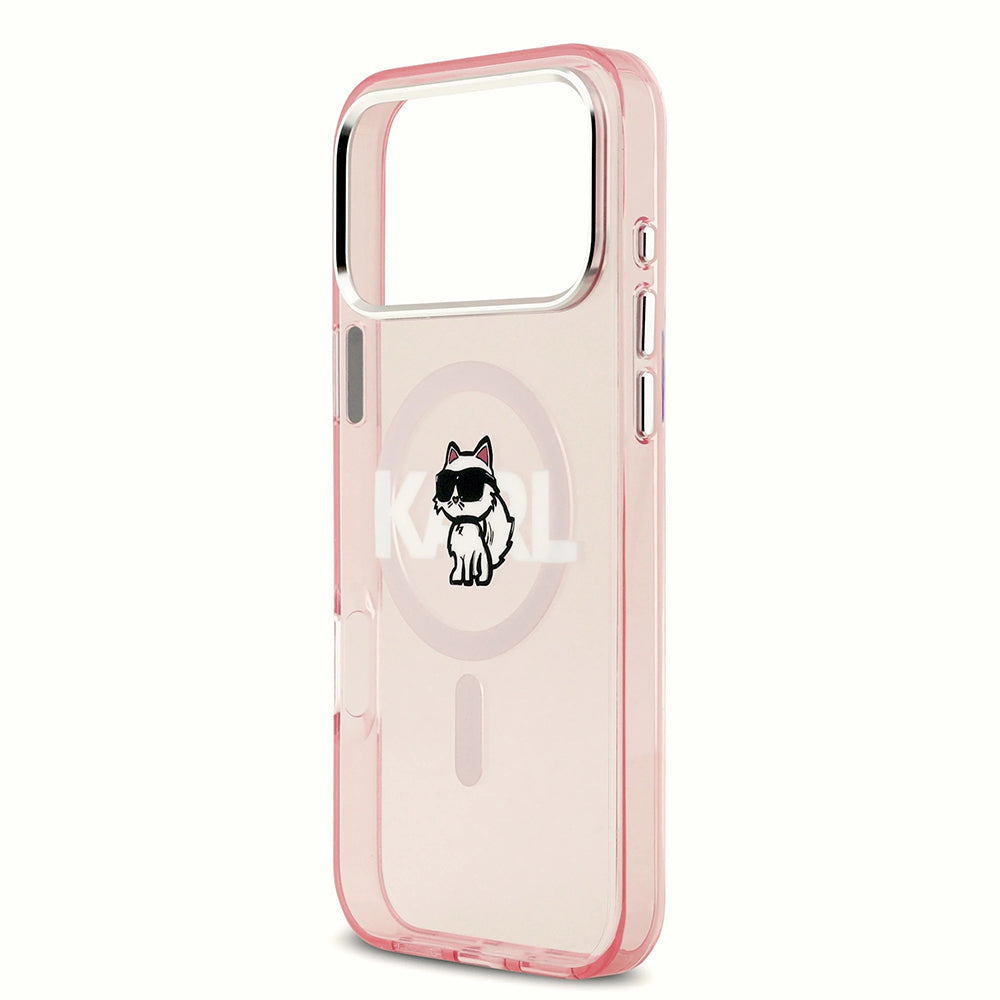 MagSafe tok Apple iPhone 17 Pro-hoz, Karl Lagerfeld, IML Sketch Logo Choupette, Rózsaszín