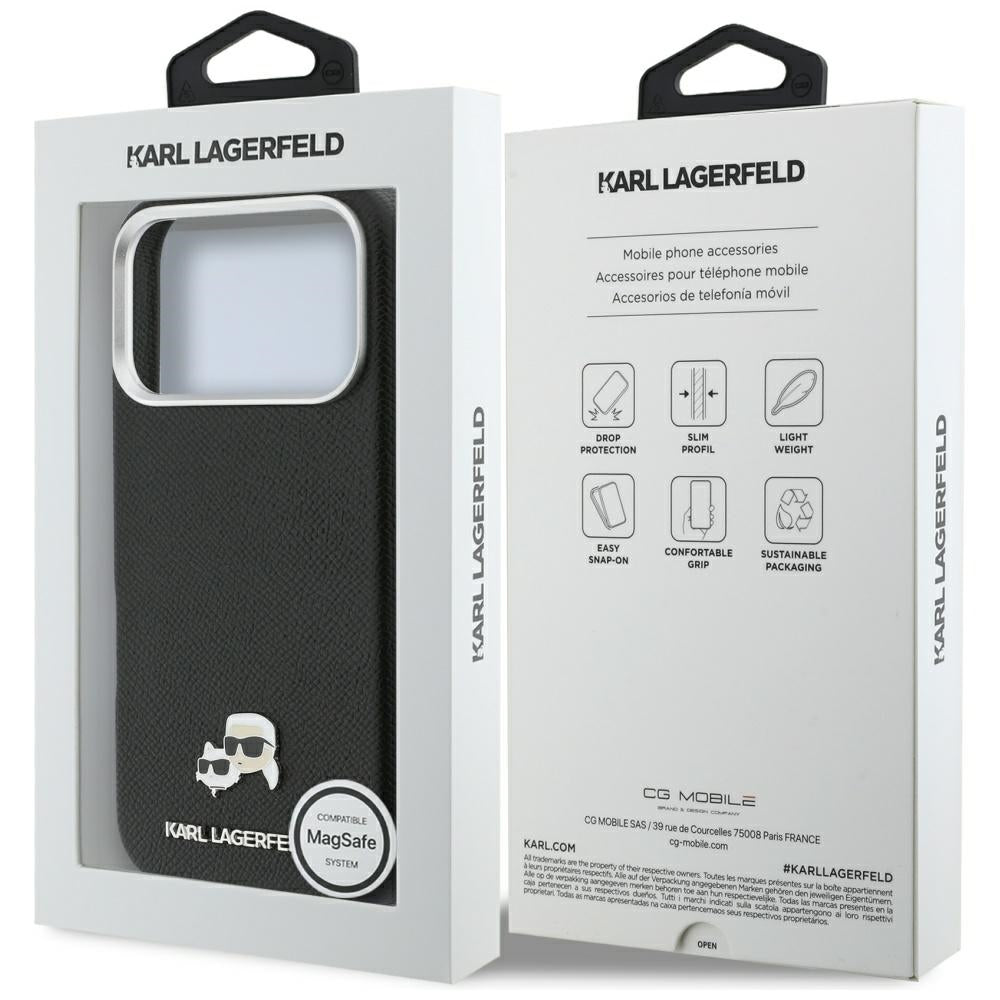 MagSafe tok Apple iPhone 17 Pro-hoz, Karl Lagerfeld, Karl & Choupette Head's Pin, Fekete