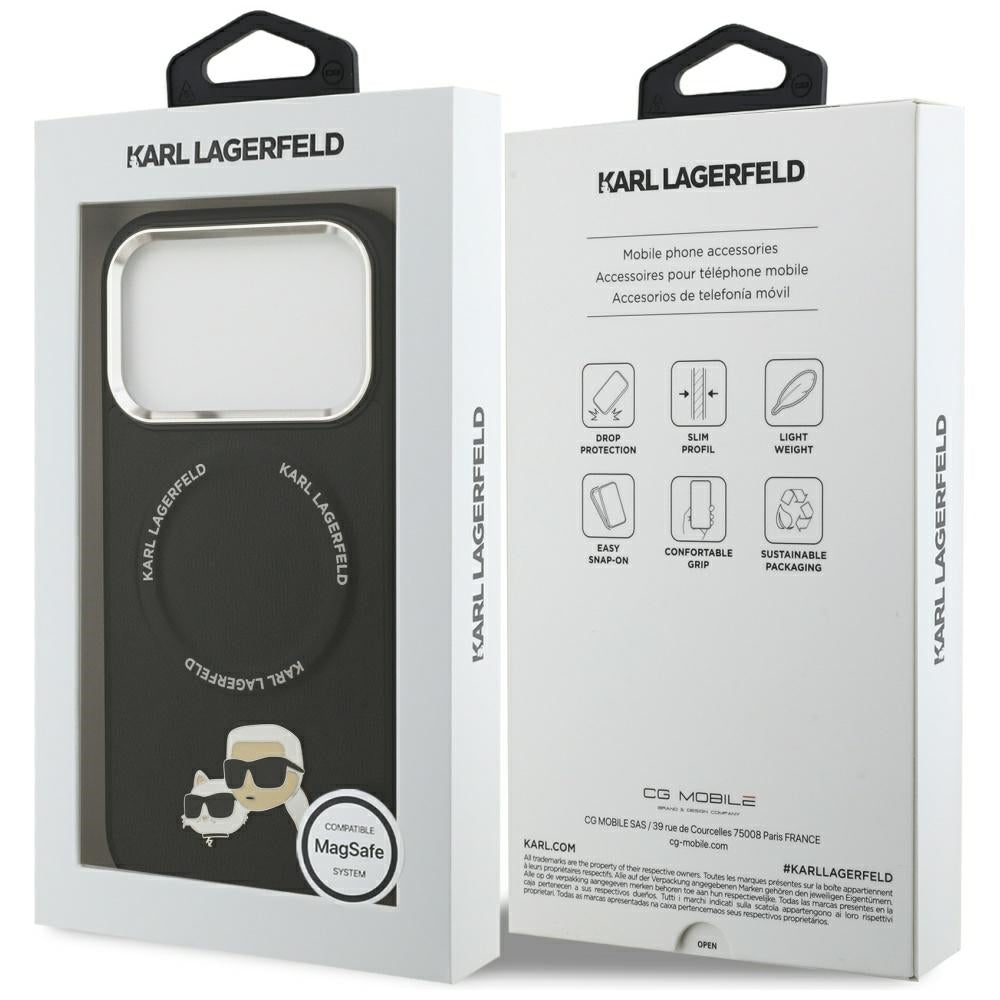 MagSafe tok Apple iPhone 17 Pro-hoz, Karl Lagerfeld, Karl & Choupette Pins, Fekete