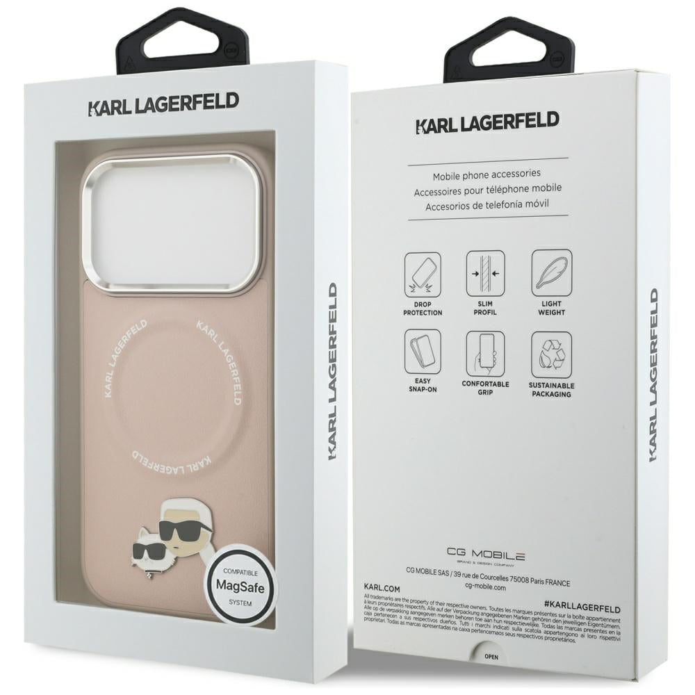 MagSafe tok Apple iPhone 17 Pro-hoz, Karl Lagerfeld, Karl & Choupette Pins, Rózsaszín